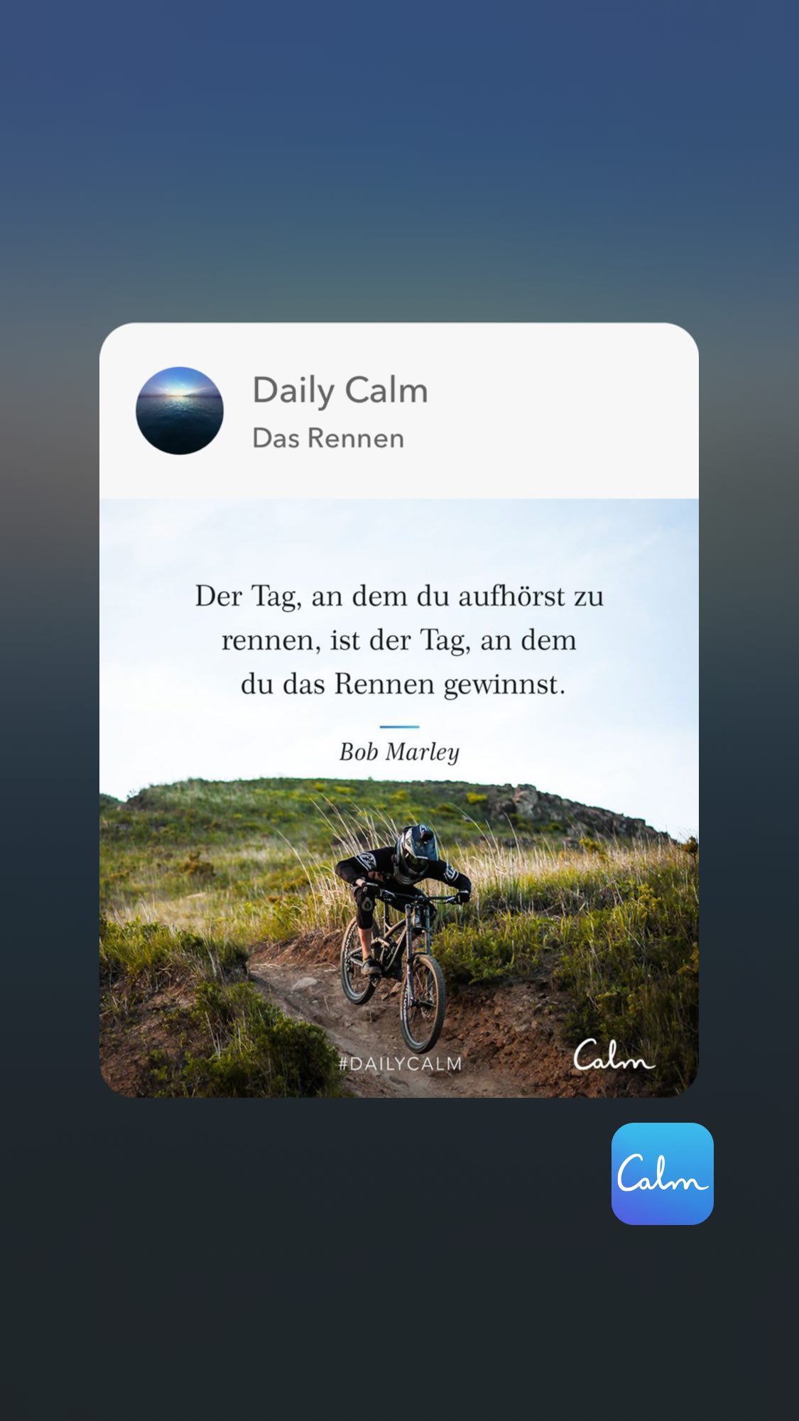 Daily Calm Das Rennen Der Tag, an dem du aufhörst zu rennen, ist der