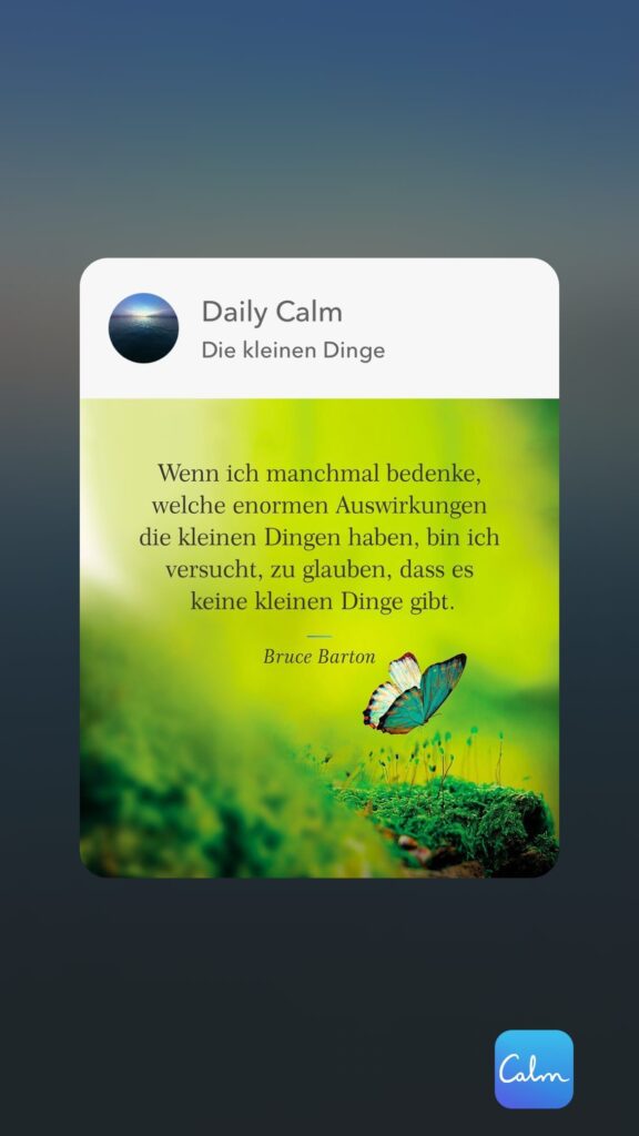 Dr. Norbert Dennerlein: Daily Calm w Die kleinen Dinge Wenn ich manchmal bedenke, welche enormen Auswirkungen die
