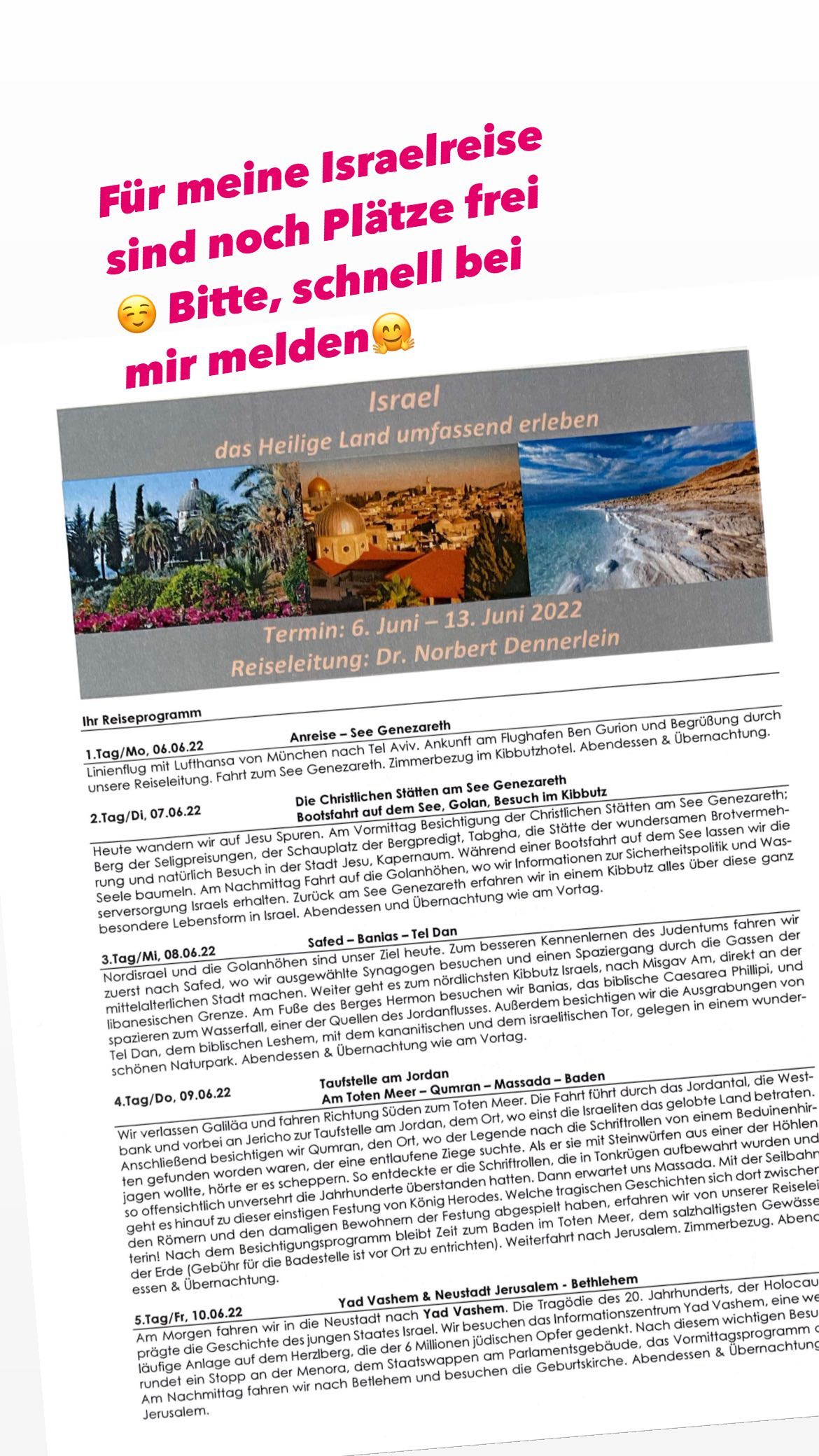 Israel e Land umfassend erleben Termin: 6