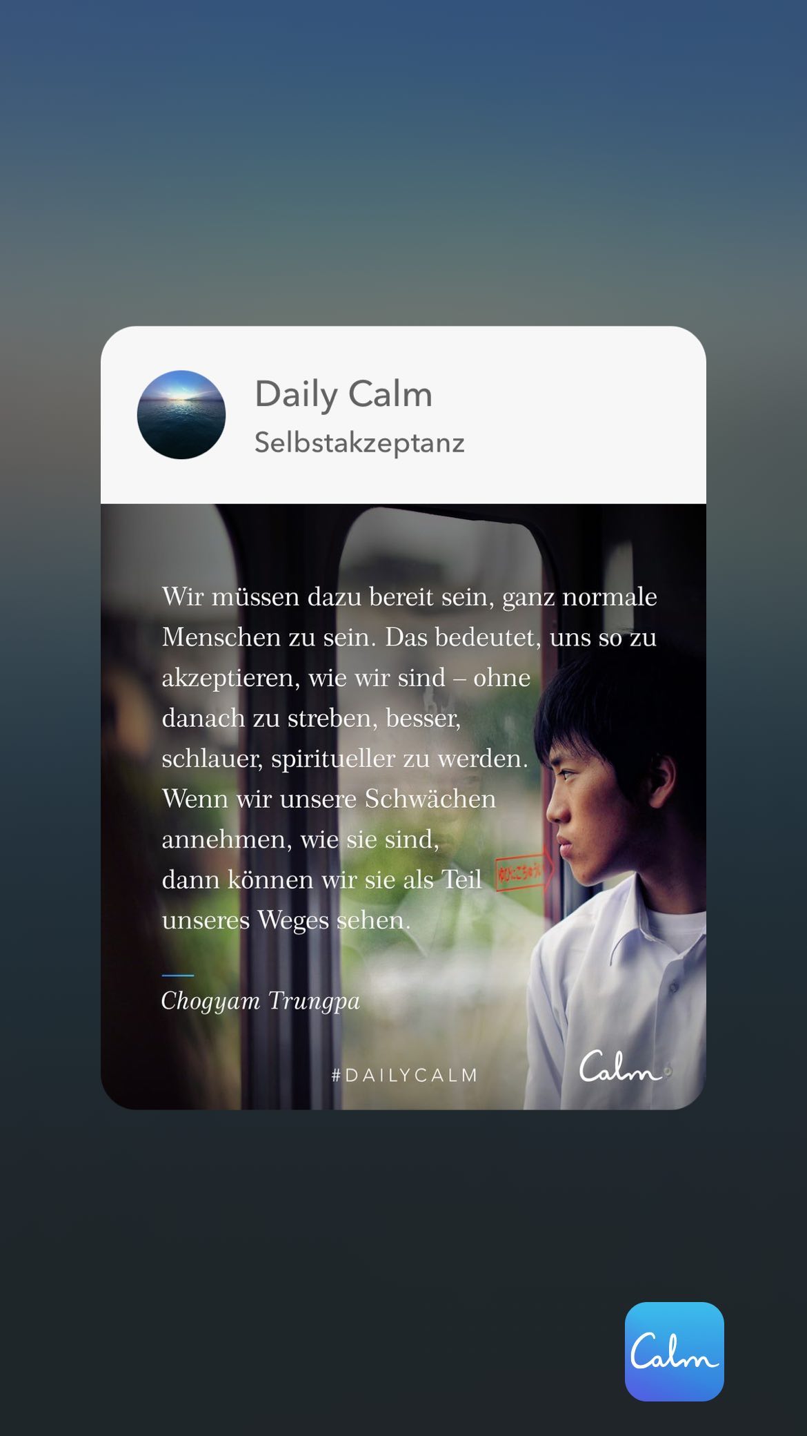 Daily Calm Selbstakzeptanz Wir müssen dazu bereit sein, ganz normale Menschen zu sein