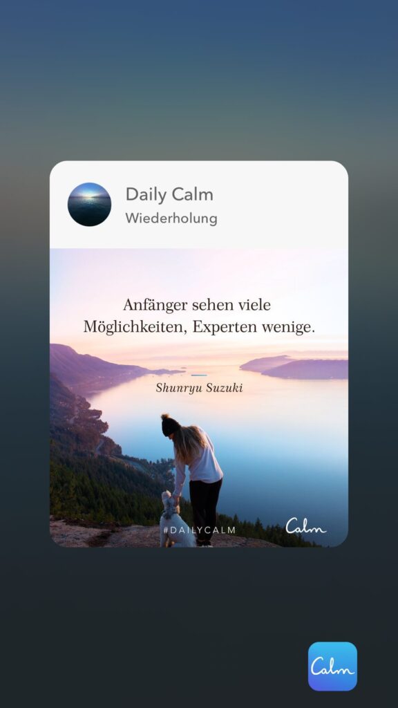 Dr. Norbert Dennerlein: Daily Calm Wiederholung Anfanger sehen viele Möglichkeiten, Experten wenige