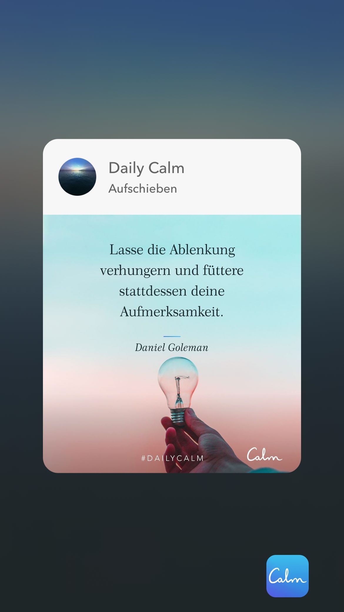 Daily Calm Aufschieben Lasse die Ablenkung verhungern und füttere stattdessen deine Aufmerksamkeit