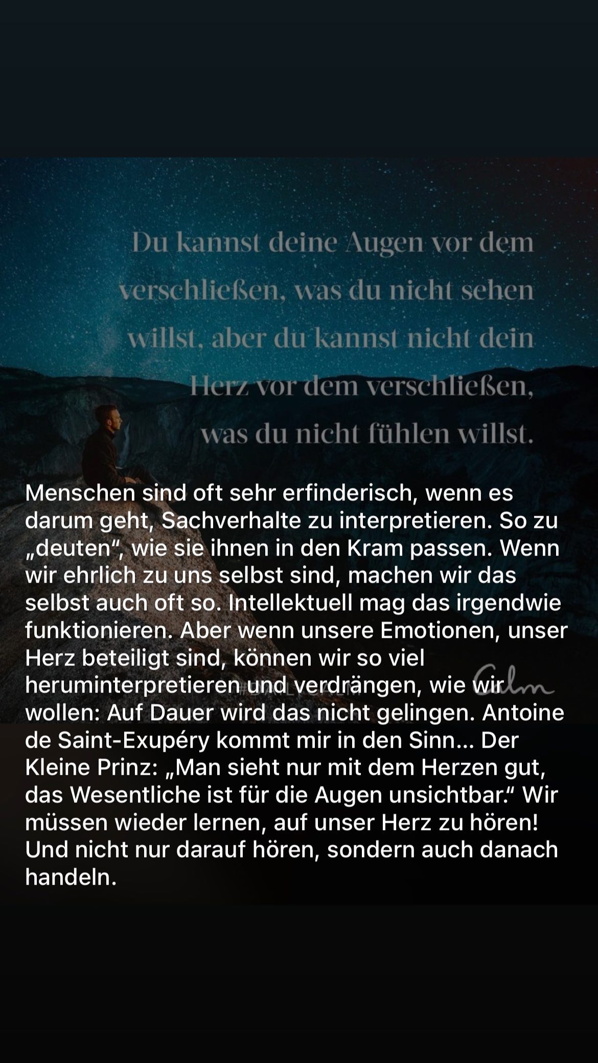 Du kannst deine Augen vor dem verschließen, was du nicht sehen willst, aber du