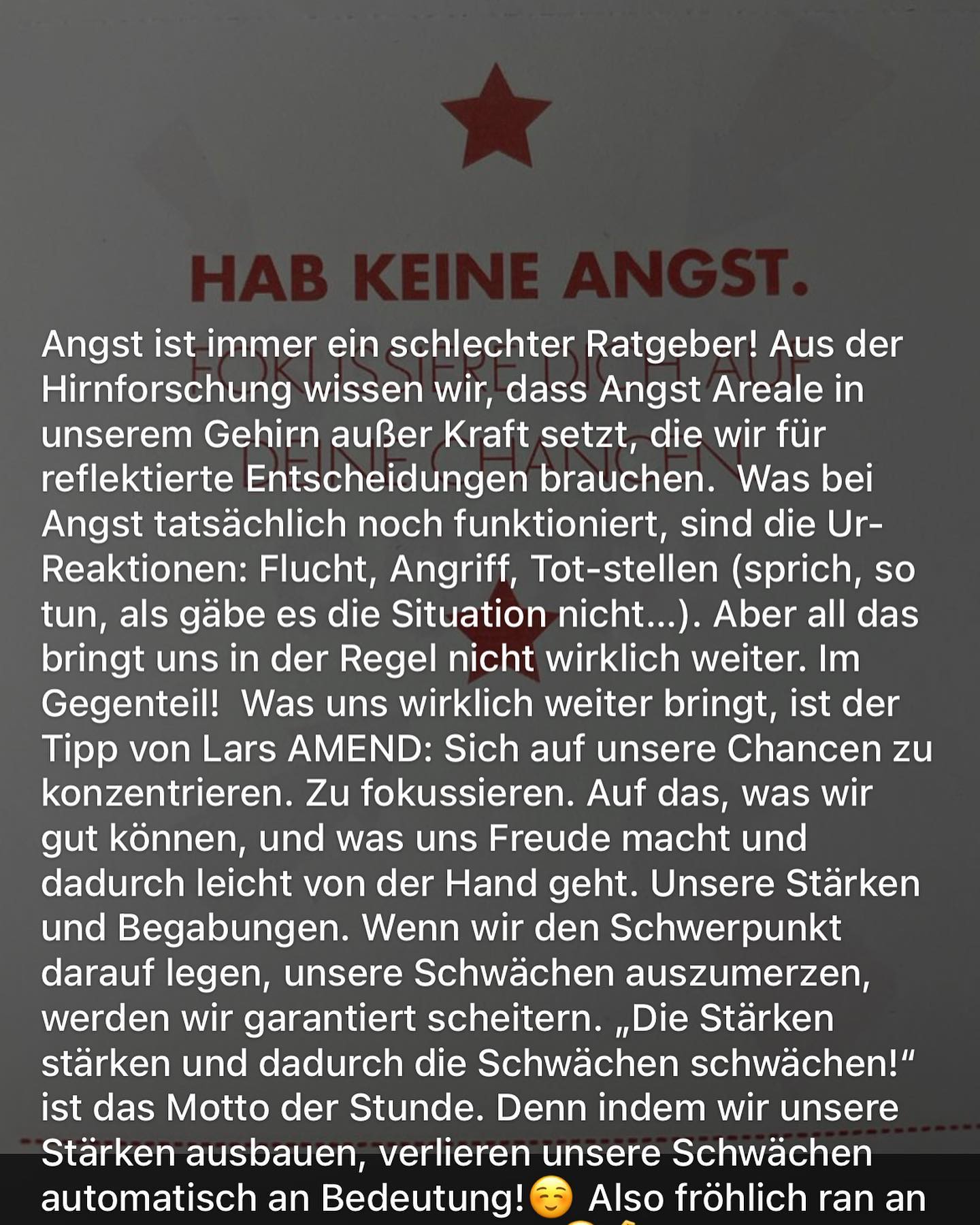 Angst ist immer ein schlechter Ratgeber