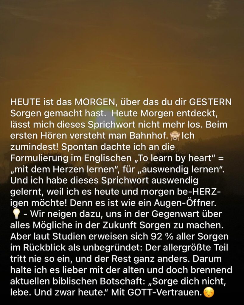 Dr. Norbert Dennerlein: HEUTE ist das MORGEN, über das du dir GESTERN Sorgen gemacht hast