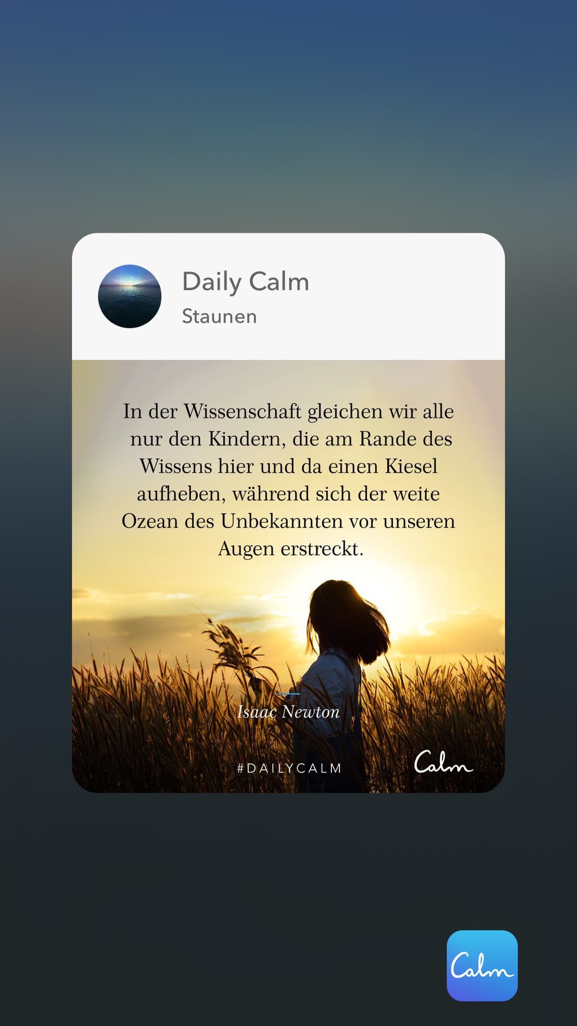 Daily Calm Staunen In der Wissenschaft gleichen wir alle nur den Kindern, die am