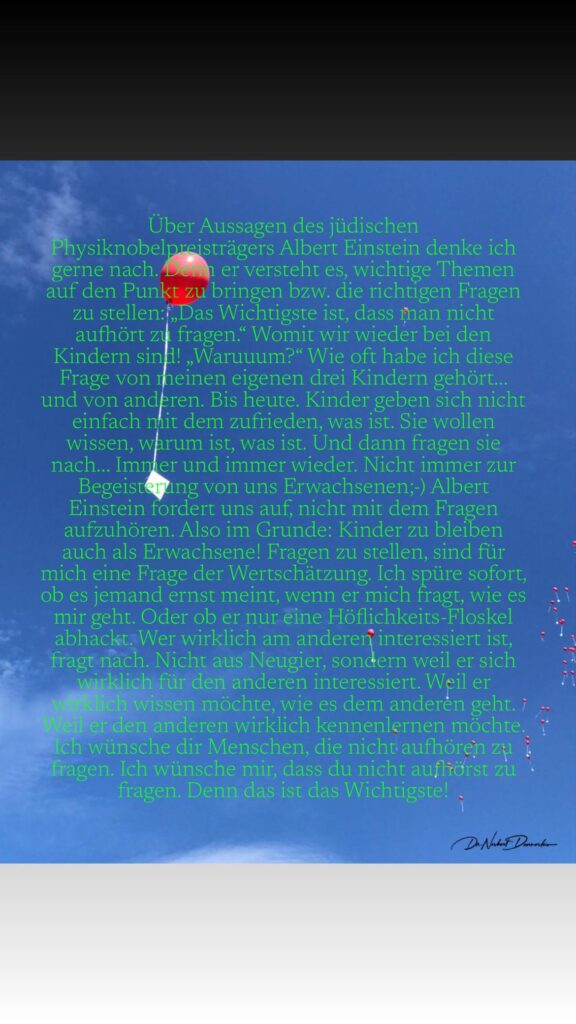 Dr. Norbert Dennerlein: Über Aussagen des jüdischen Physiknobelpgsisträgers Albert Einstein denke ich gerne nach