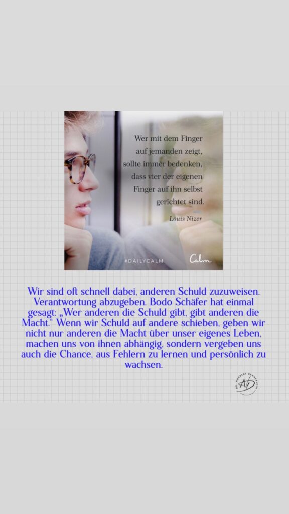 Dr. Norbert Dennerlein: #DAILYCALM Wir sind oft schnell dabei, anderen Schuld zuzuweisen