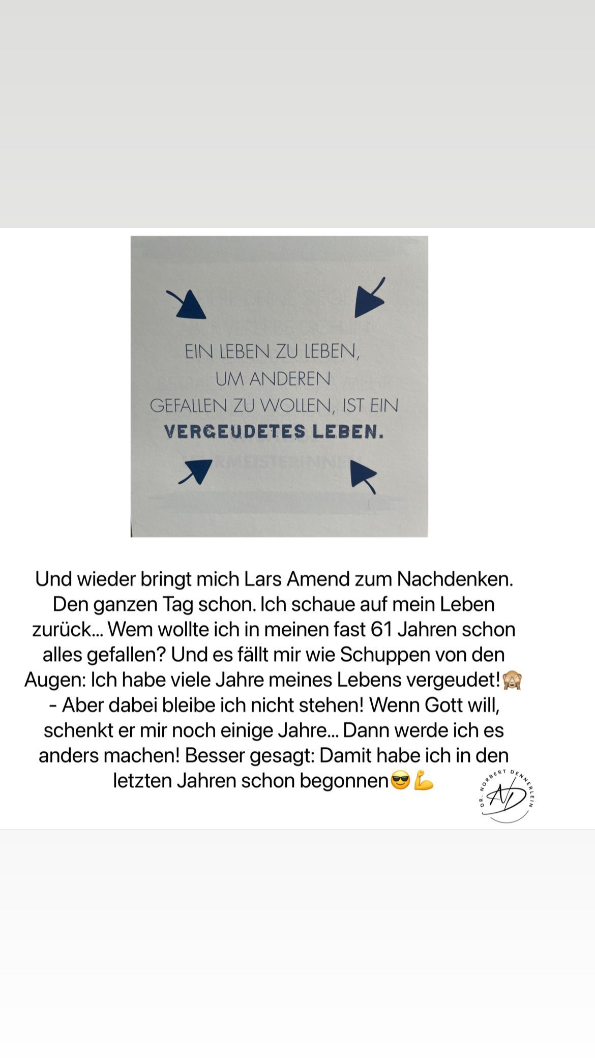 Und wieder bringt mich Lars Amend zum Nachdenken