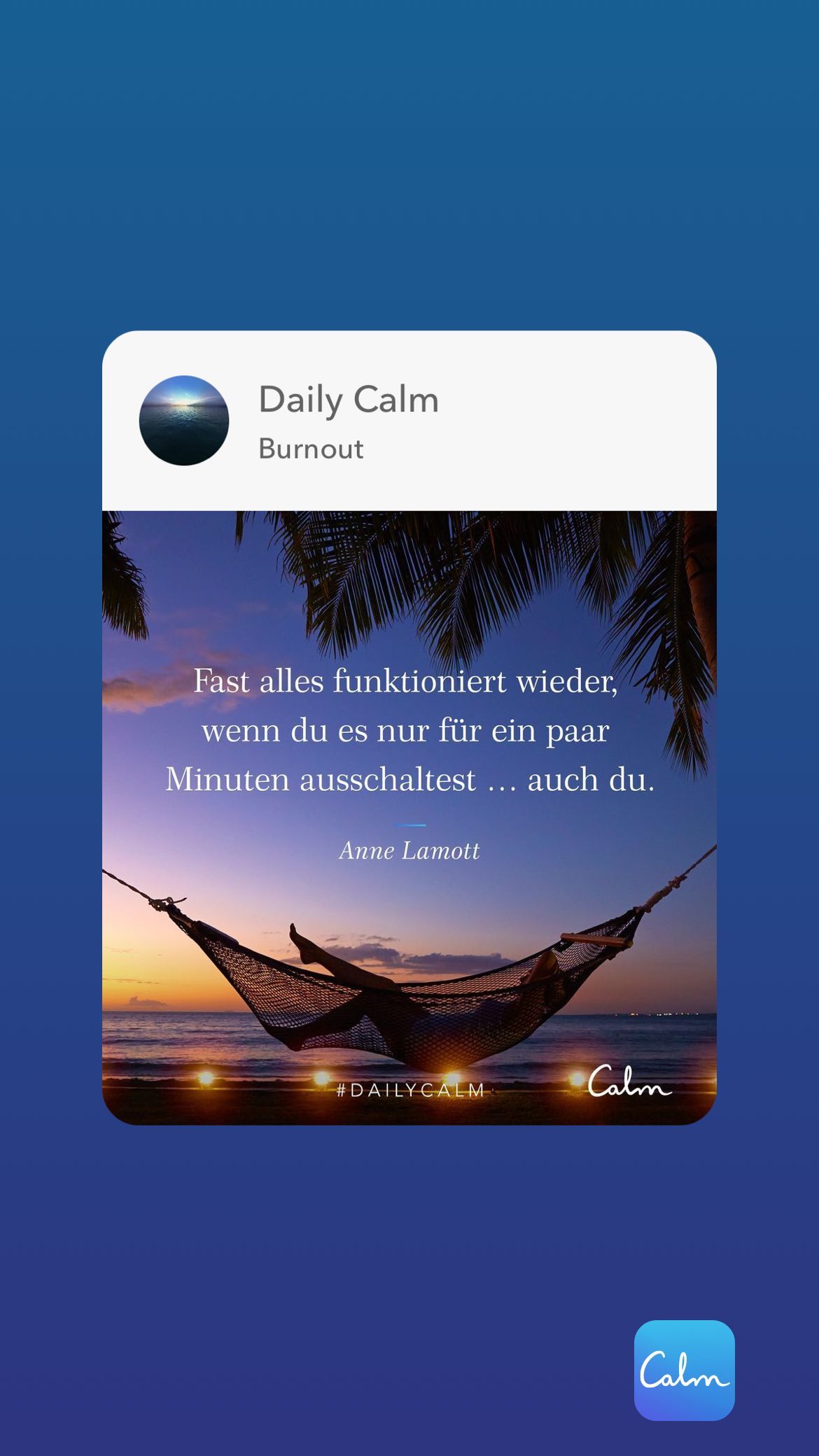 Daily Calm Burnout Fast alles funktioniert wieder, wenn du es nur für ein paar