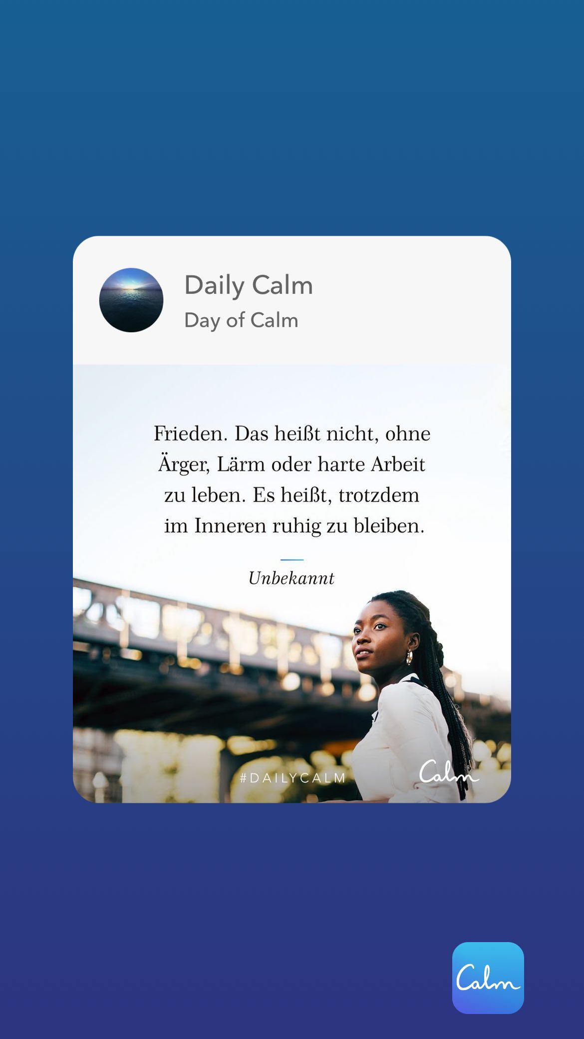 Daily Calm Day of Calm Frieden