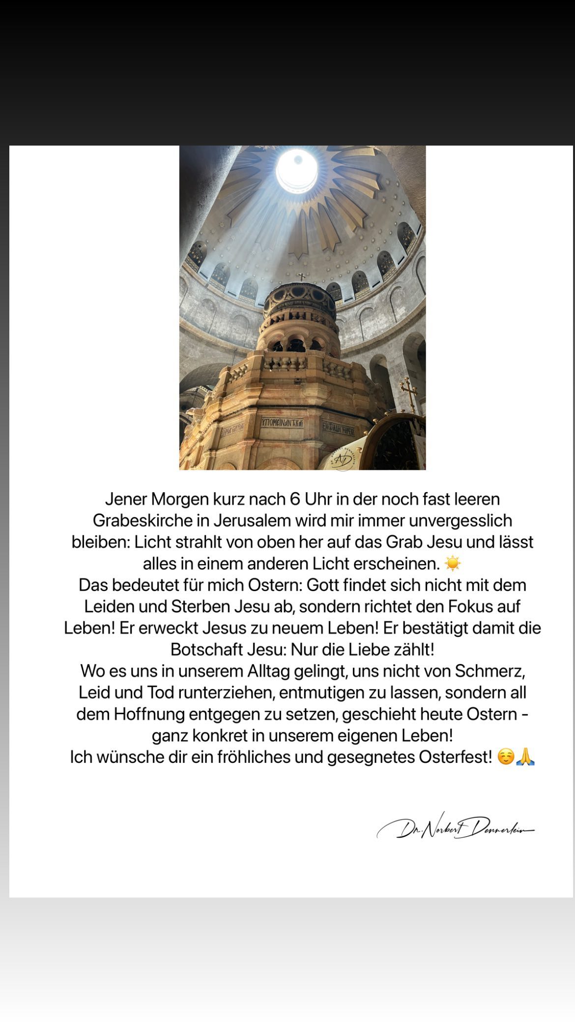 Jener Morgen kurz nach 6 Uhr in der noch fast leeren Grabeskirche in Jerusalem