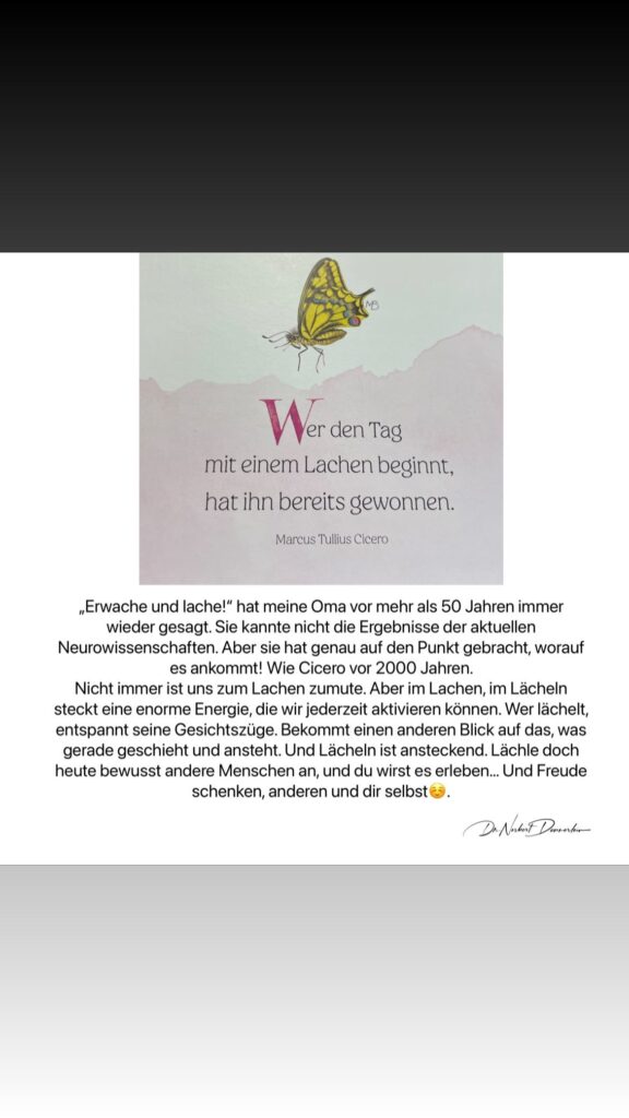 Dr. Norbert Dennerlein: Me den Tag mit einem Lachen beginnt, hat ihn bereits gewonnen