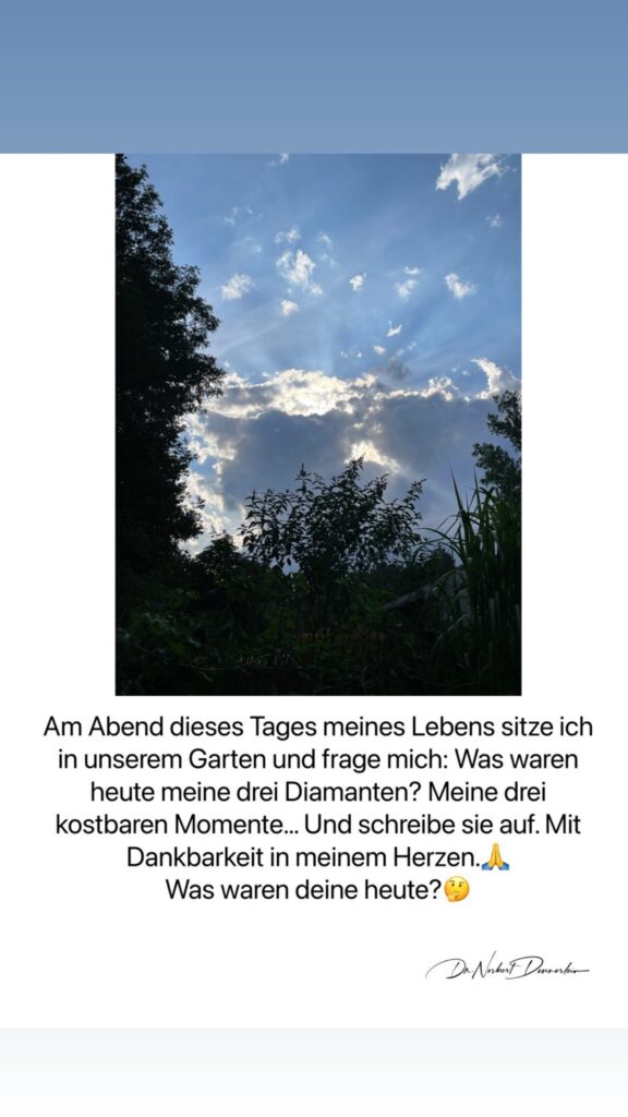 Dr. Norbert Dennerlein: Am Abend dieses Tages meines Lebens sitze ich in unserem Garten und frage mich: