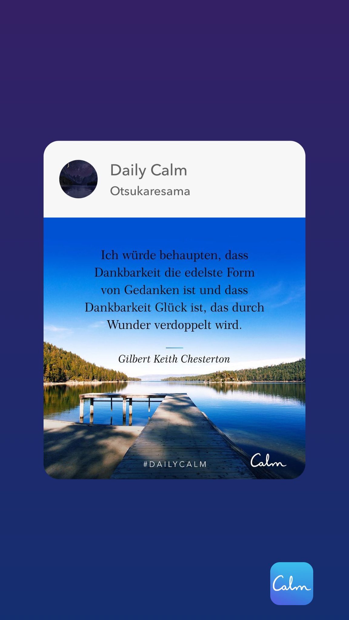 Daily Calm Otsukaresama Ht Dankbarkeit Gliick ist, das durch Wunder verdoppelt wird