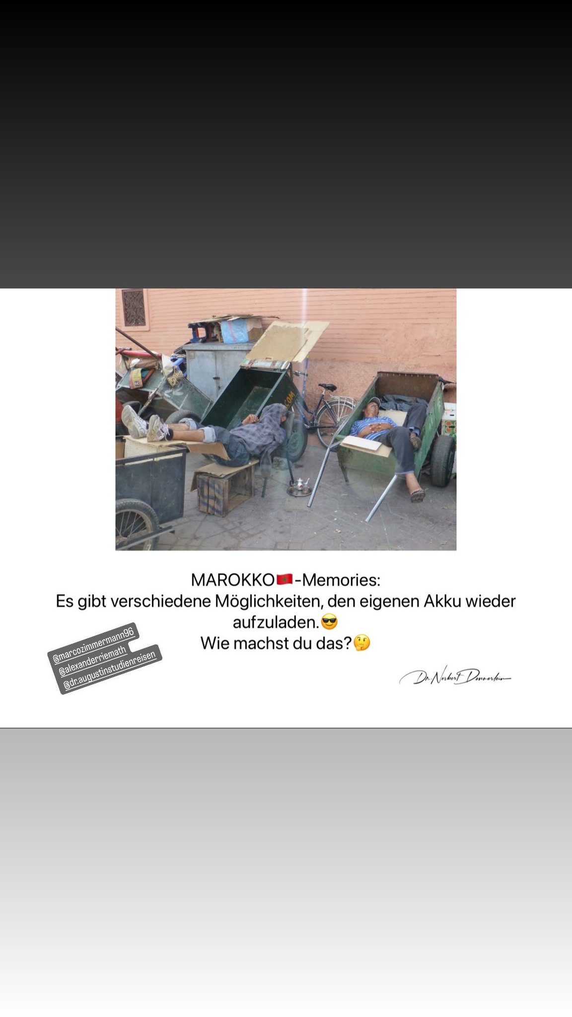 MAROKKOMM - Memories: Es gibt verschiedene Möglichkeiten, den eigenen Akku wieder aufzuladen