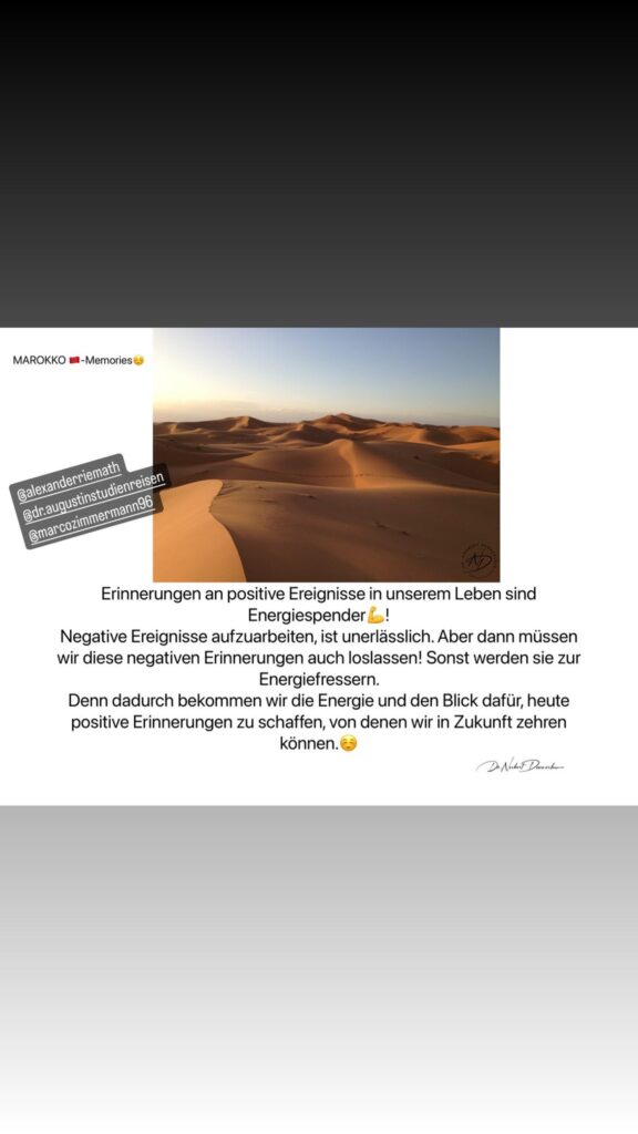 Dr. Norbert Dennerlein: MAROKKO wa - Memories «> Erinnerungen an positive Ereignisse in unserem Leben sind Energiespender