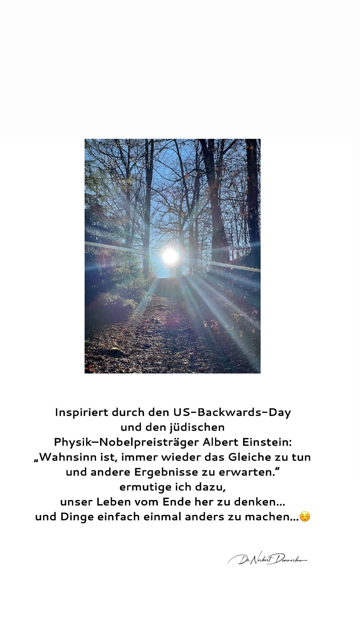 Inspiriert durch den US - Backwards - Day und den jüdischen Physik - Nobelpreisträger