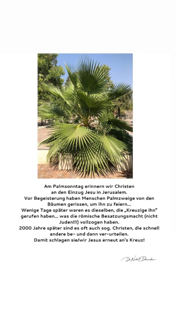 Dr. Norbert Dennerlein: Am Palmsonntag erinnern wir Christen an den Einzug Jesu in Jerusalem