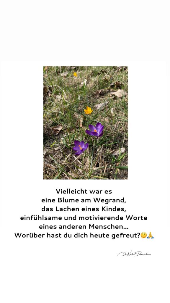 Dr. Norbert Dennerlein: Vielleicht war es eine Blume am Wegrand, das Lachen eines Kindes, einfühlsame und motivierende