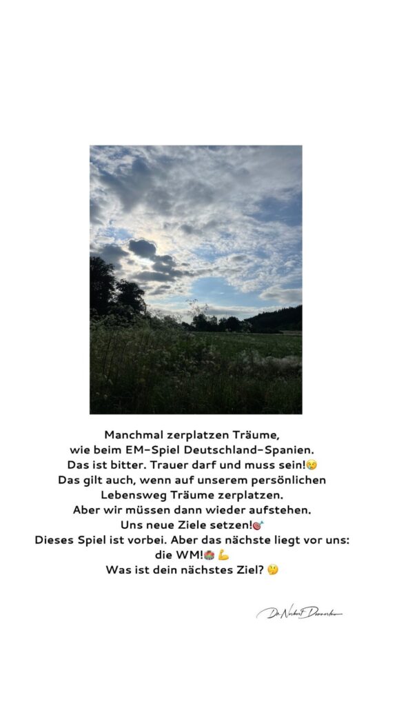 Dr. Norbert Dennerlein: Manchmal zerplatzen Träume, wie beim - Spiel Deutschland - Spanien