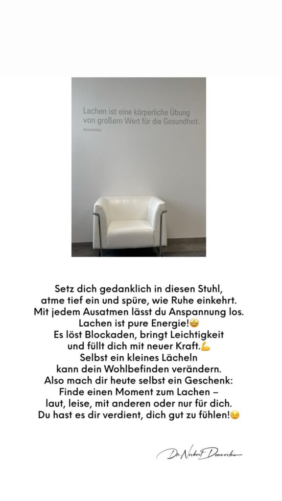 Dr. Norbert Dennerlein: Setz dich gedanklich in diesen Stuhl, atme tief ein und spüre, wie Ruhe einkehrt