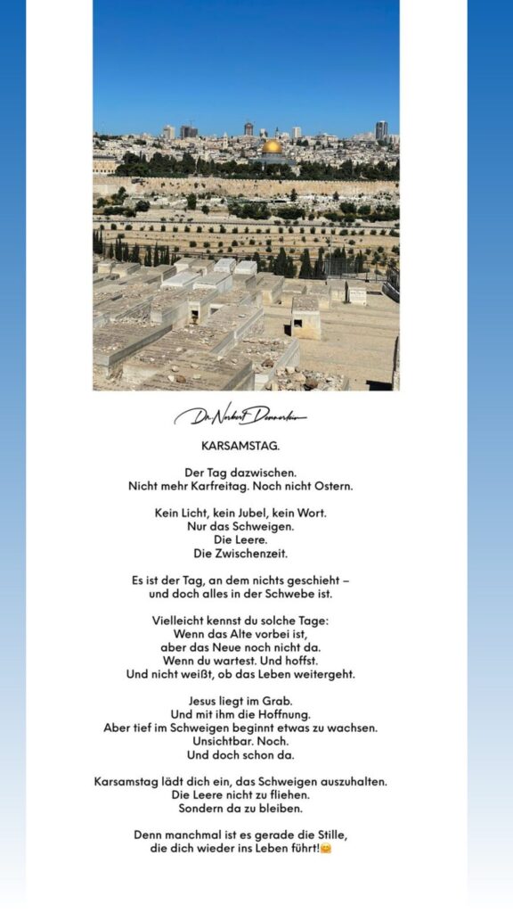 Dr. Norbert Dennerlein: KARSAMSTAG