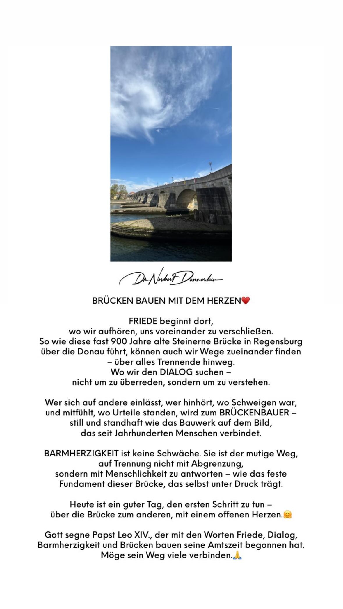 BRÜCKEN BAUEN MIT DEM HERZEN FRIEDE beginnt dort, wo wir aufhören, uns