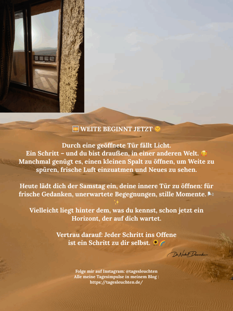Dr. Norbert Dennerlein: Weite beginnt jetzt. Durch eine geöffnete Tür fällt Licht. Ein Schritt und du bist draußen