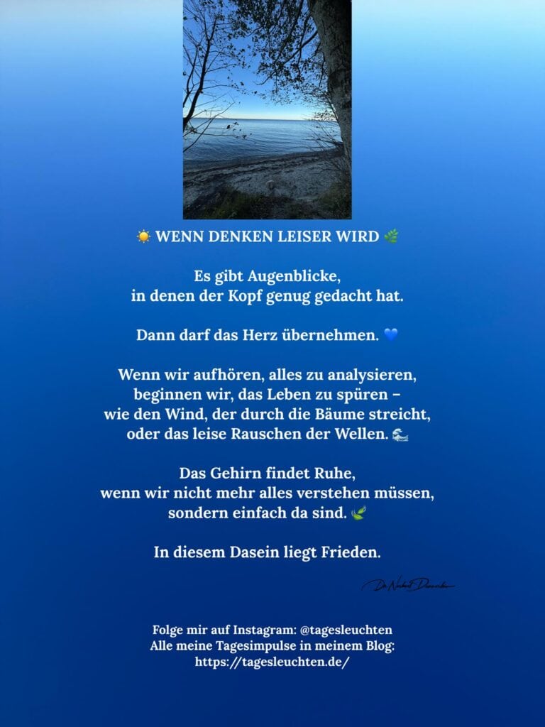 Dr. Norbert Dennerlein: Wenn Denken leiser wird. Es gibt Augenblicke, in denen der Kopf genug gedacht hat.