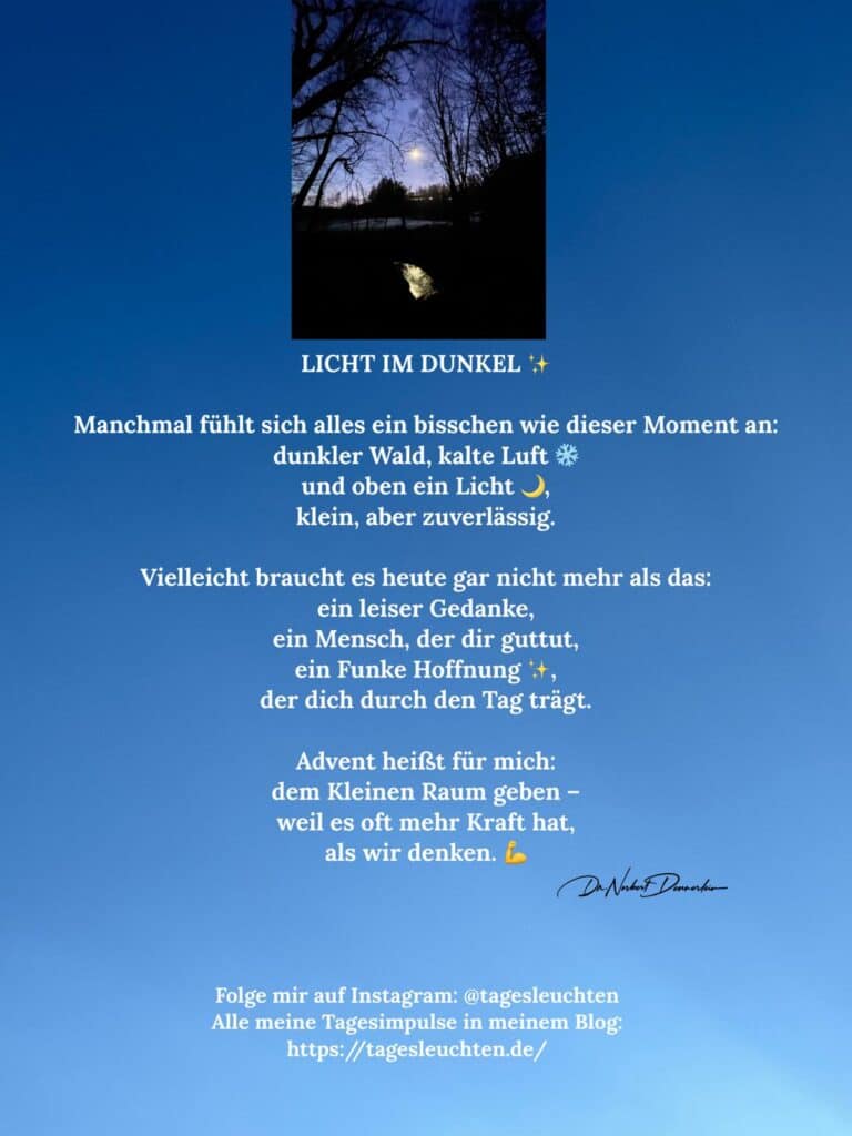 Dr. Norbert Dennerlein: LICHT IM DUNKEL. Manchmal fühlt sich alles ein bisschen wieder dieser Moment an