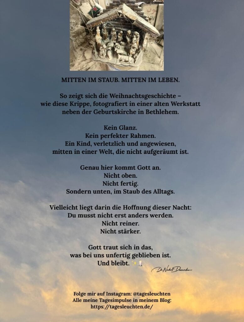 Dr. Norbert Dennerlein: MITTEN IM STAUB. MITTEN IM LEBEN. So zeigt sich die Weihnachtsgeschichte - wie diese Krippe