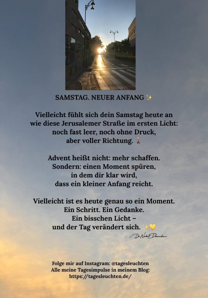 Dr. Norbert Dennerlein: SAMSTAG NEUER ANFANG