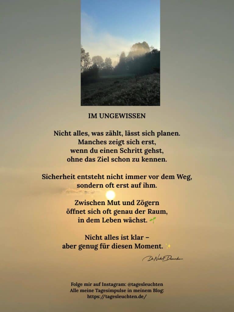 IM UNGEWISSEN. Nicht alles, was zählt, lässt sich planen.