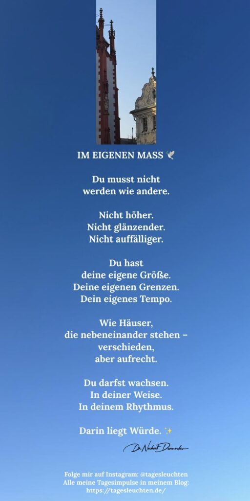 Dr. Norbert Dennerlein: IM EIGENEN MASS. Du musst nicht werden wie andere. Nicht höher. Nicht glänzender. Nicht auffälliger.