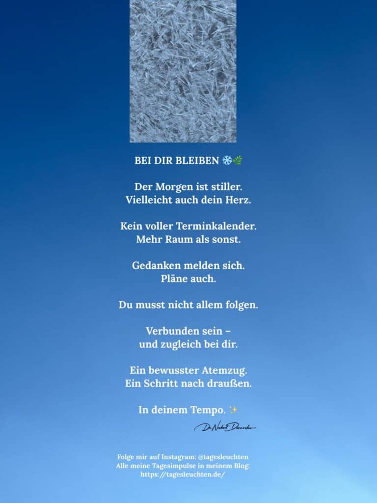 Dr. Norbert Dennerlein: BEI DIR BLEIBEN. Der Morgen ist stiller. Vielleicht auch dein Herz.