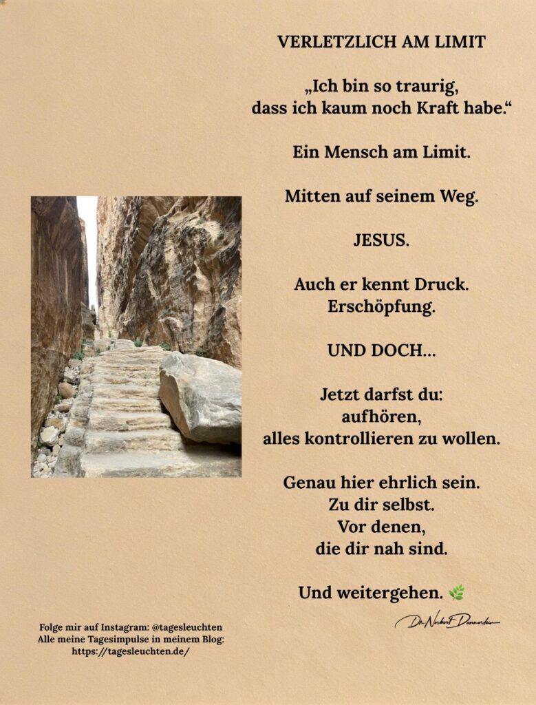 Dr. Norbert Dennerlein: VERLETZLICH AM LIMIT. „Ich bin so traurig, dass ich kaum noch Kraft habe.“