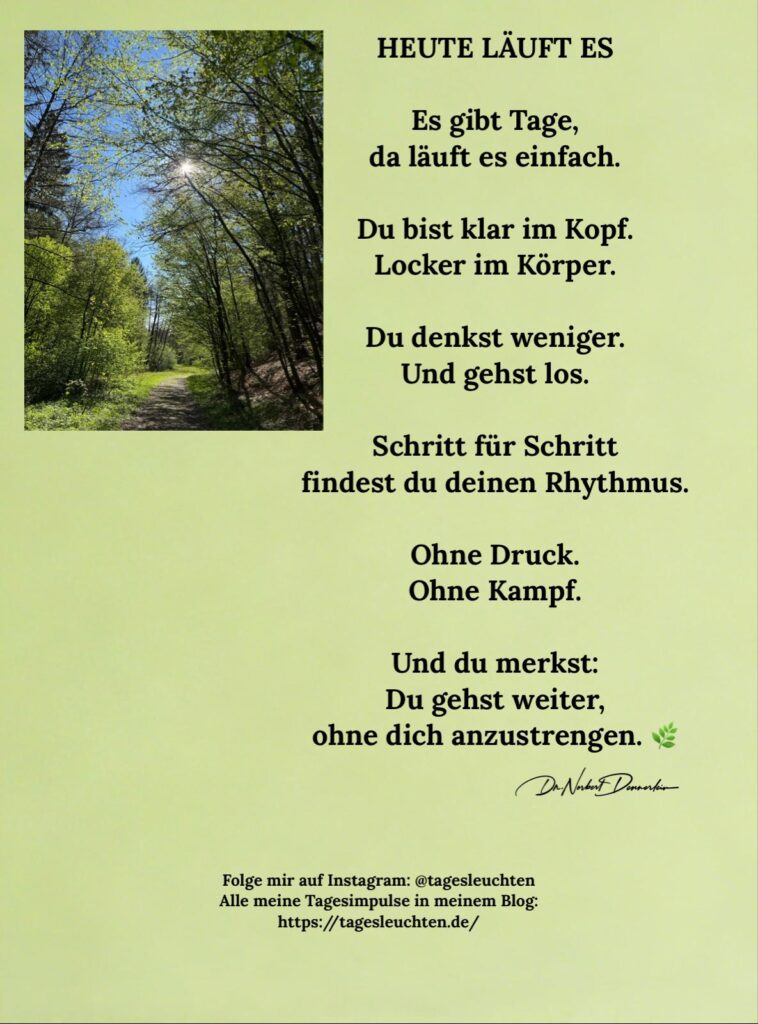Dr. Norbert Dennerlein: HEUTE LÄUFT ES. Es gibt Tage, da läuft es einfach.