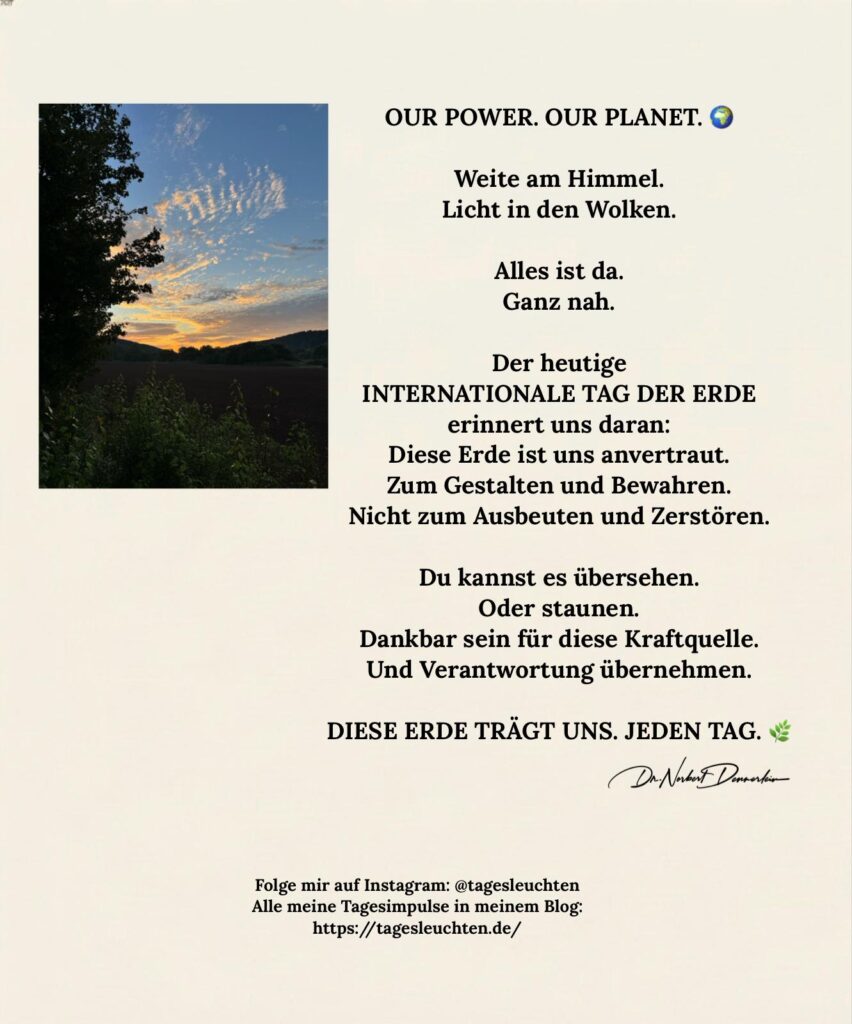 Dr. Norbert Dennerlein: OUR POWER. OUR PLANET. Weite am Himmel. Licht in den Wolken