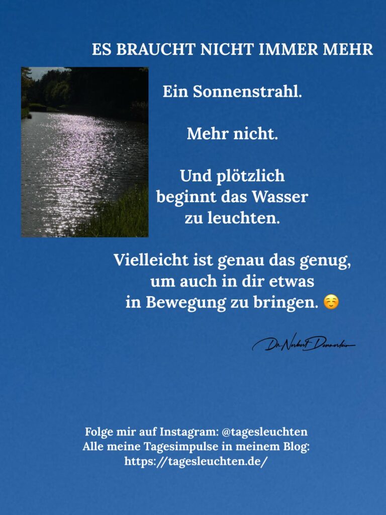 Dr. Norbert Dennerlein: ES BRAUCHT NICHT IMMER MEHR. Ein Sonnenstrahl. Mehr nicht