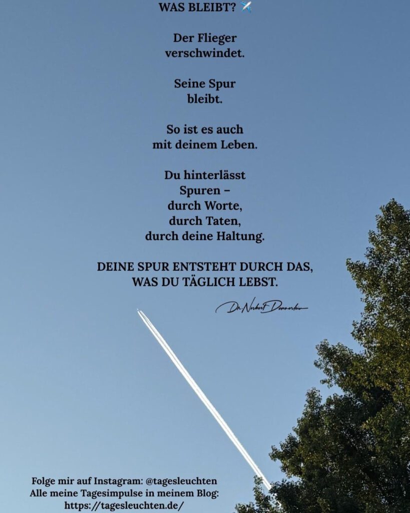 Dr. Norbert Dennerlein: WAS BLEIBT? Der Flieger verschwindet. Seine Spur bleibt
