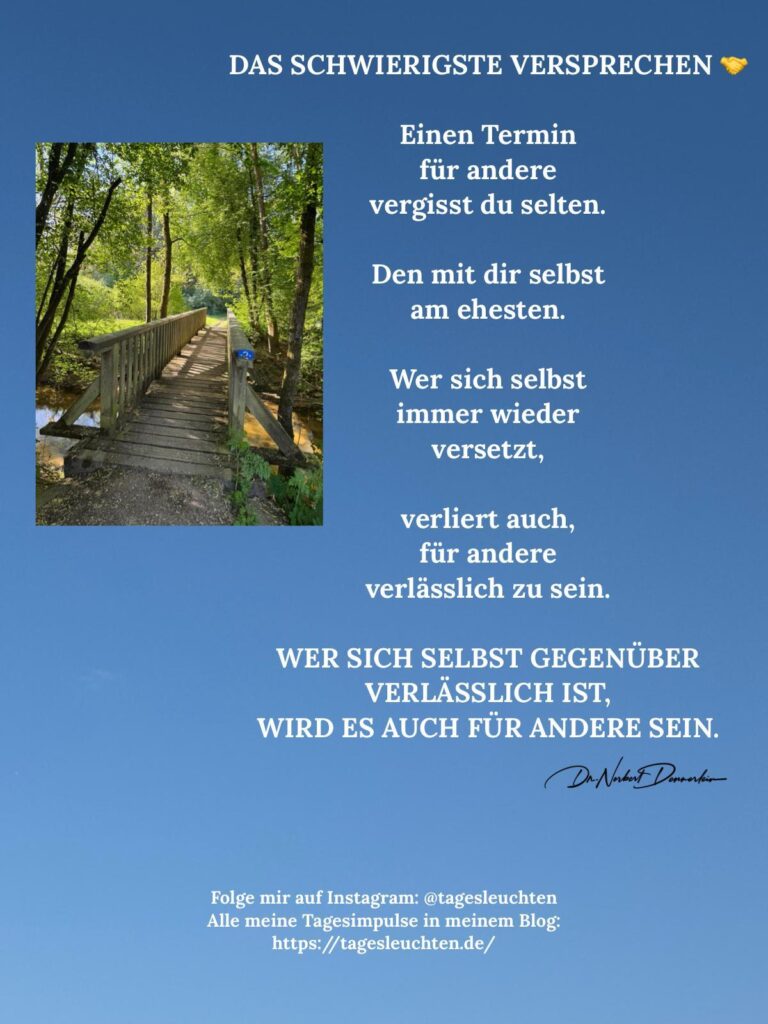 Dr. Norbert Dennerlein: DAS SCHWIERIGSTE VERSPRECHEN. Einen Termin für andere vergisst du selten