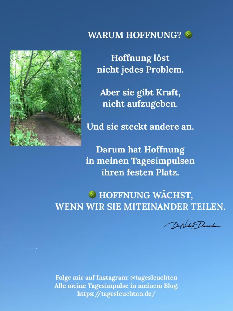 Dr. Norbert Dennerlein: WARUM HOFFNUNG? Hoffnung löst nicht jedes Problem