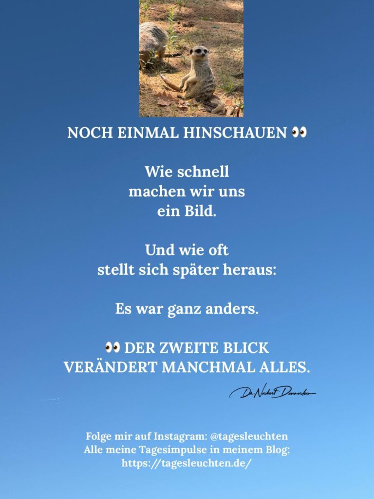 Dr. Norbert Dennerlein: NOCH EINMAL HINSCHAUEN. Wie schnell machen wir uns ein Bild