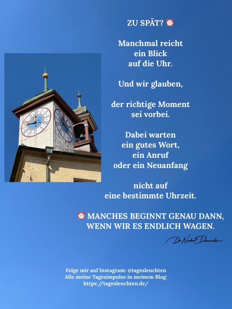 Dr. Norbert Dennerlein: ZU SPÄT? Manchmal reicht ein Blick auf die Uhr