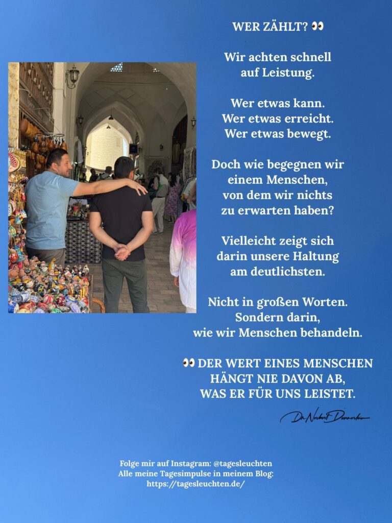 Dr. Norbert Dennerlein: WER ZÄHLT? Wir achten schnell auf Leistung
