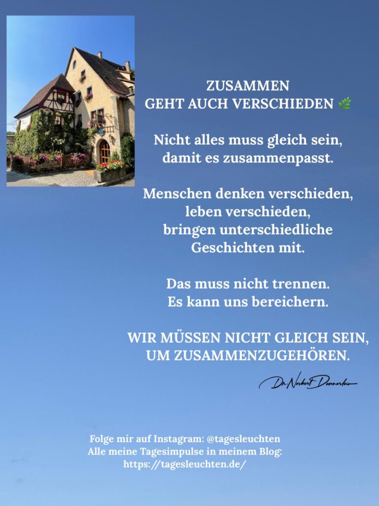 Dr. Norbert Dennerlein: ZUSAMMEN GEHT AUCH VERSCHIEDEN. Nicht alles muss gleich sein, damit es zusammenpasst